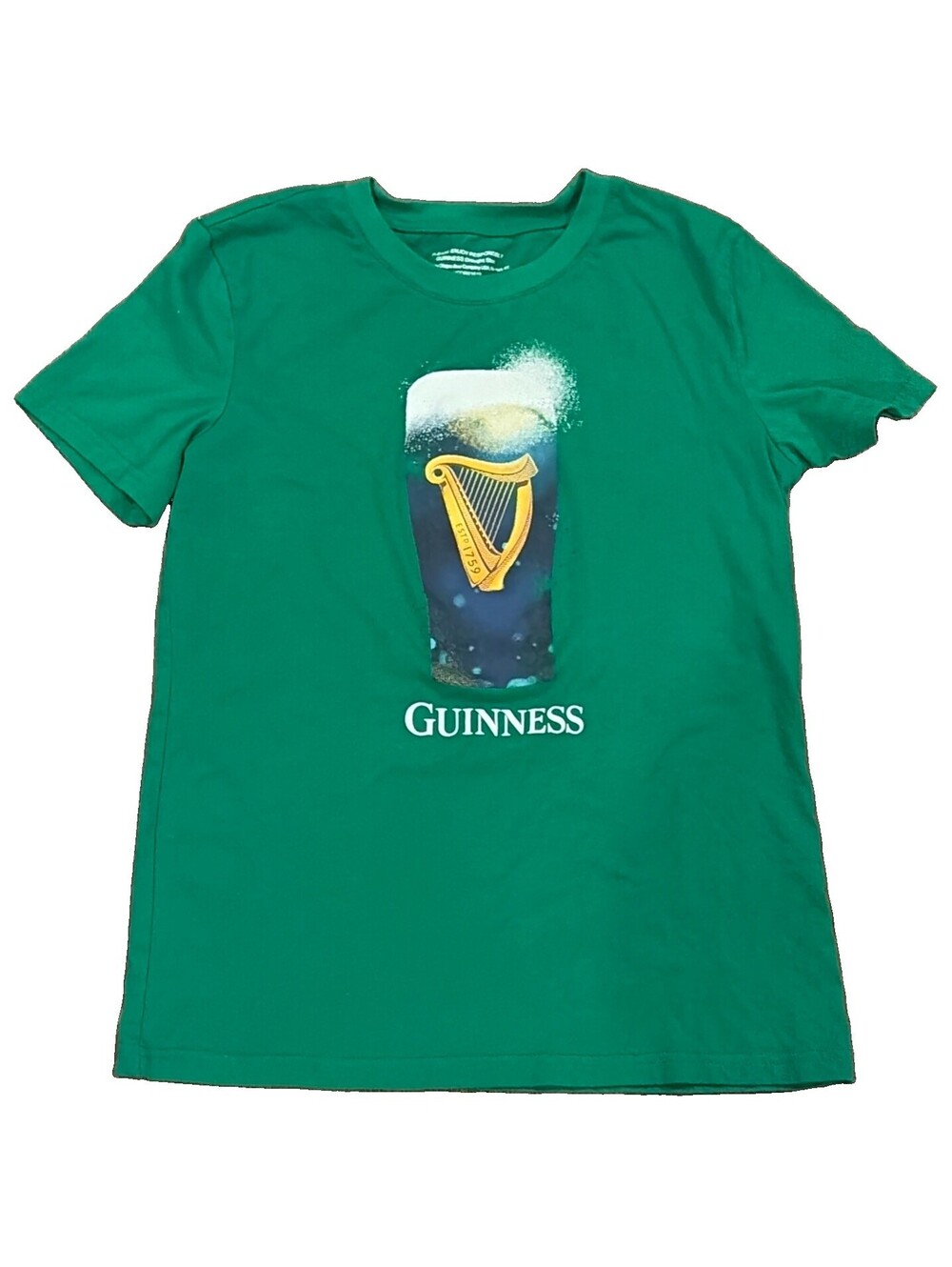 Guinness Perfect Pint Graphic T Shirt Women’s Large Green Beer Logo 100% Cotton